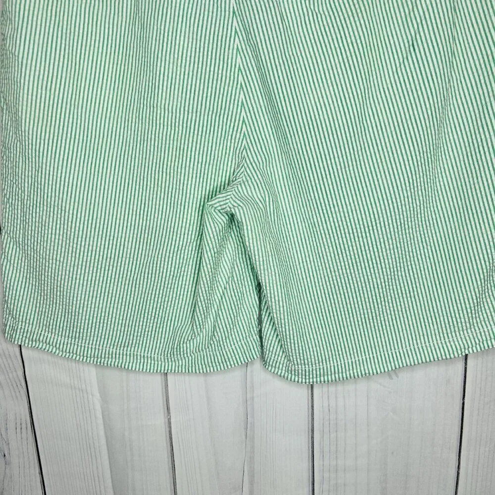 Vineyard Vines Shorts Sz 35 Green White Striped Seersucker 9